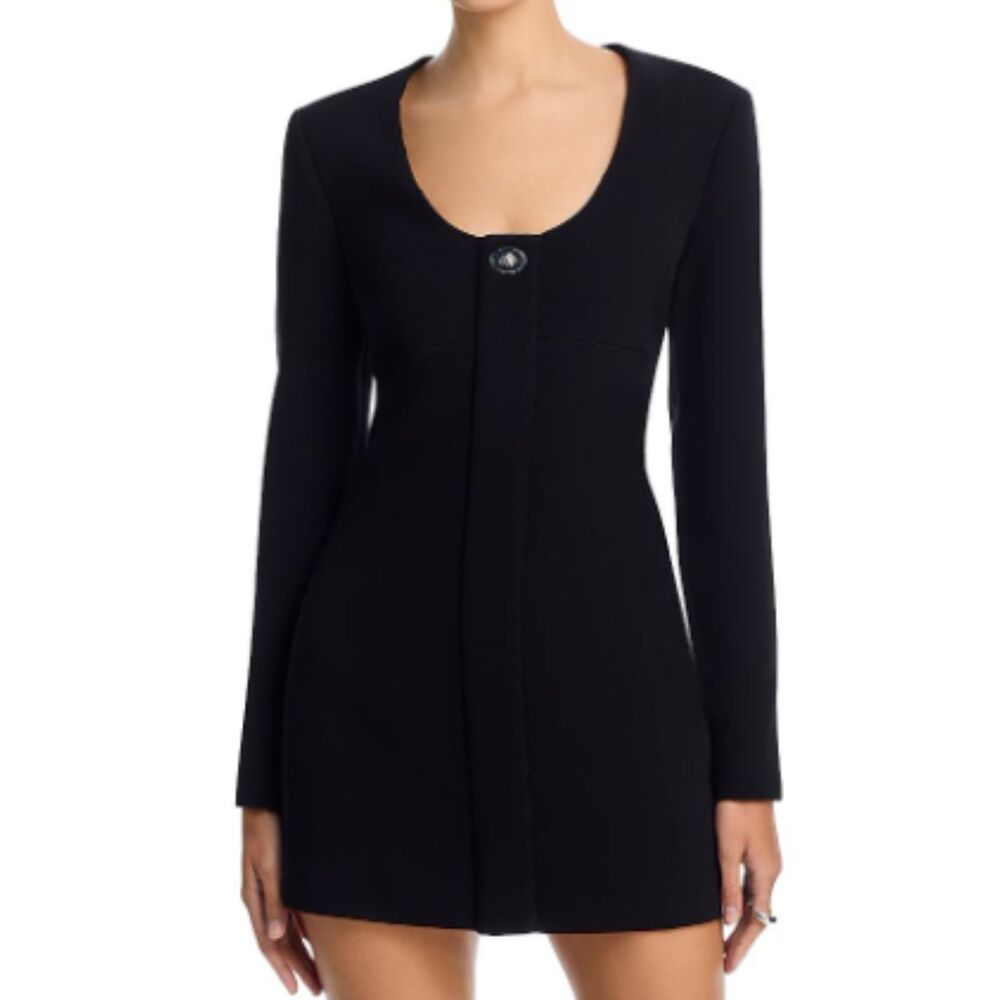 A.L.C. Elena Mini Dress Black Long Sleeve Scoop Neck Turn Lock Size 00